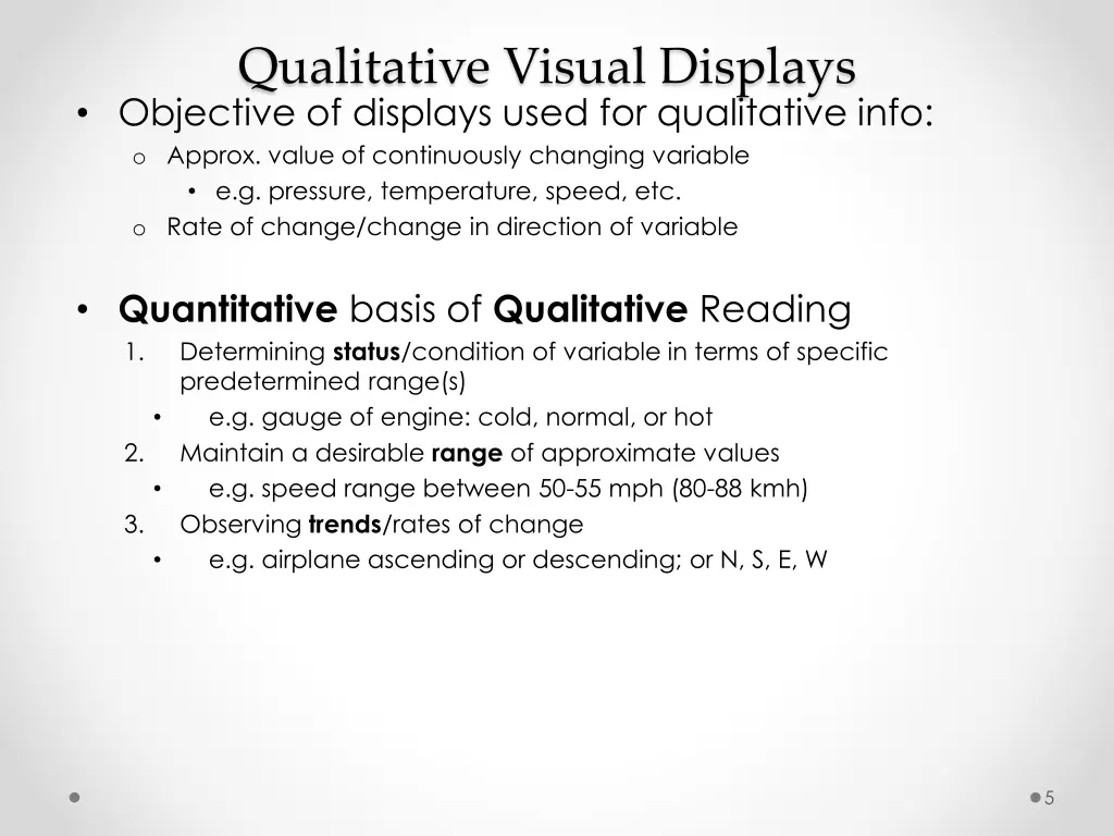 qualitative visual displays objective of displays