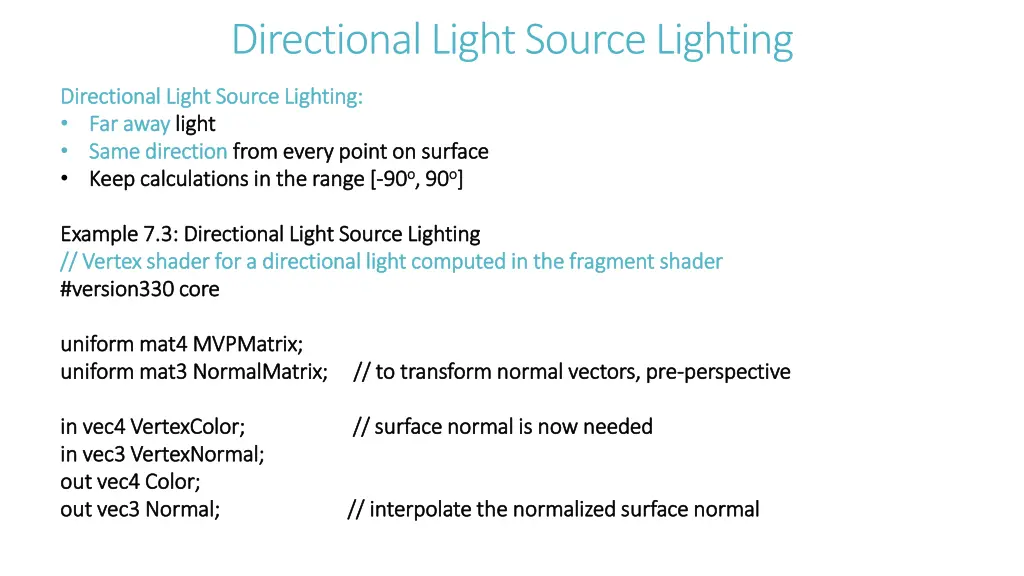 directional light source lighting