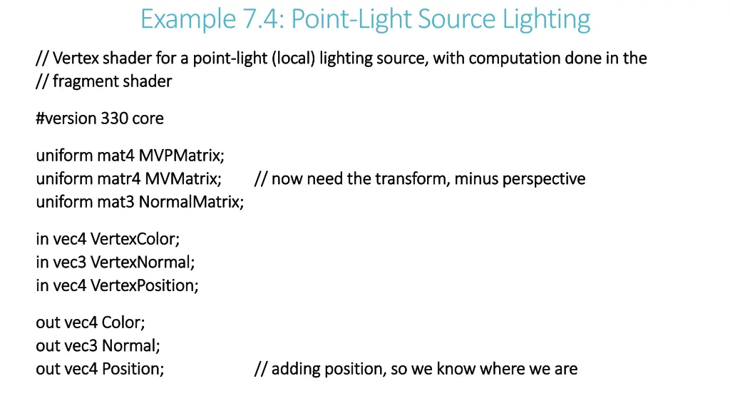 example 7 4 point light source lighting