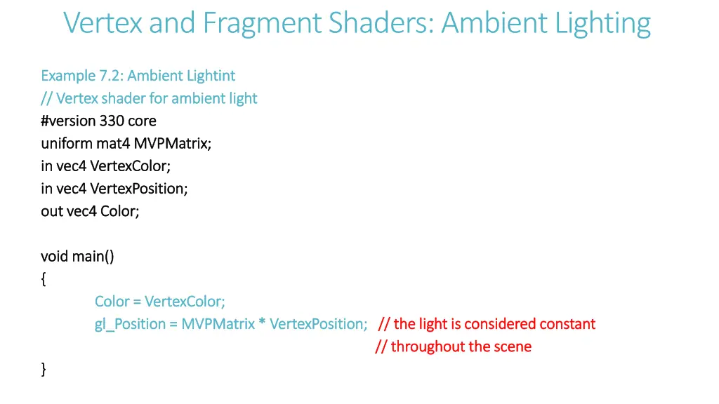 vertex and fragment shaders ambient lighting