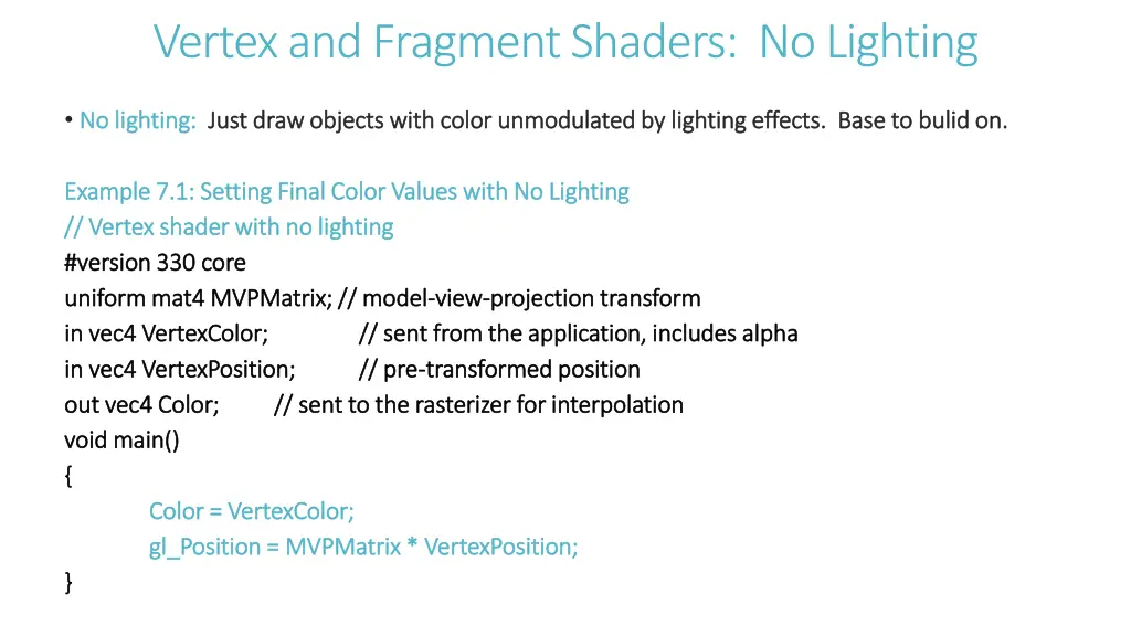 vertex and fragment shaders no lighting