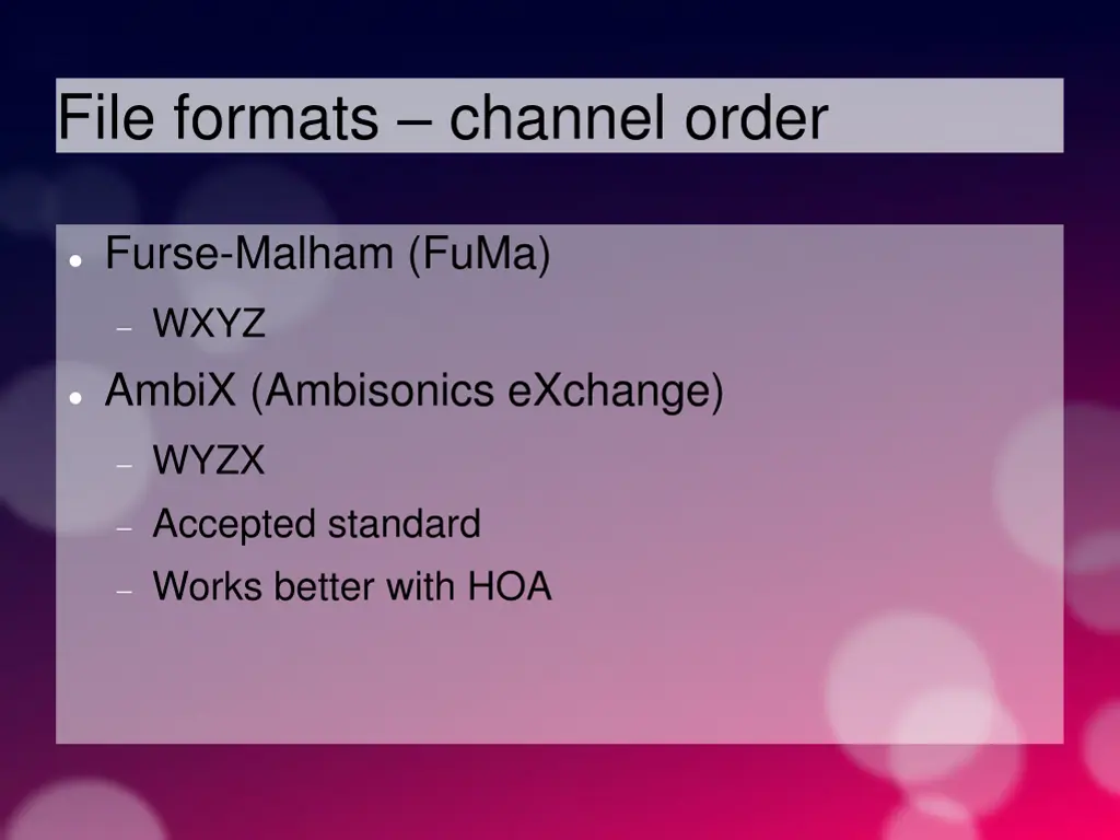 file formats channel order