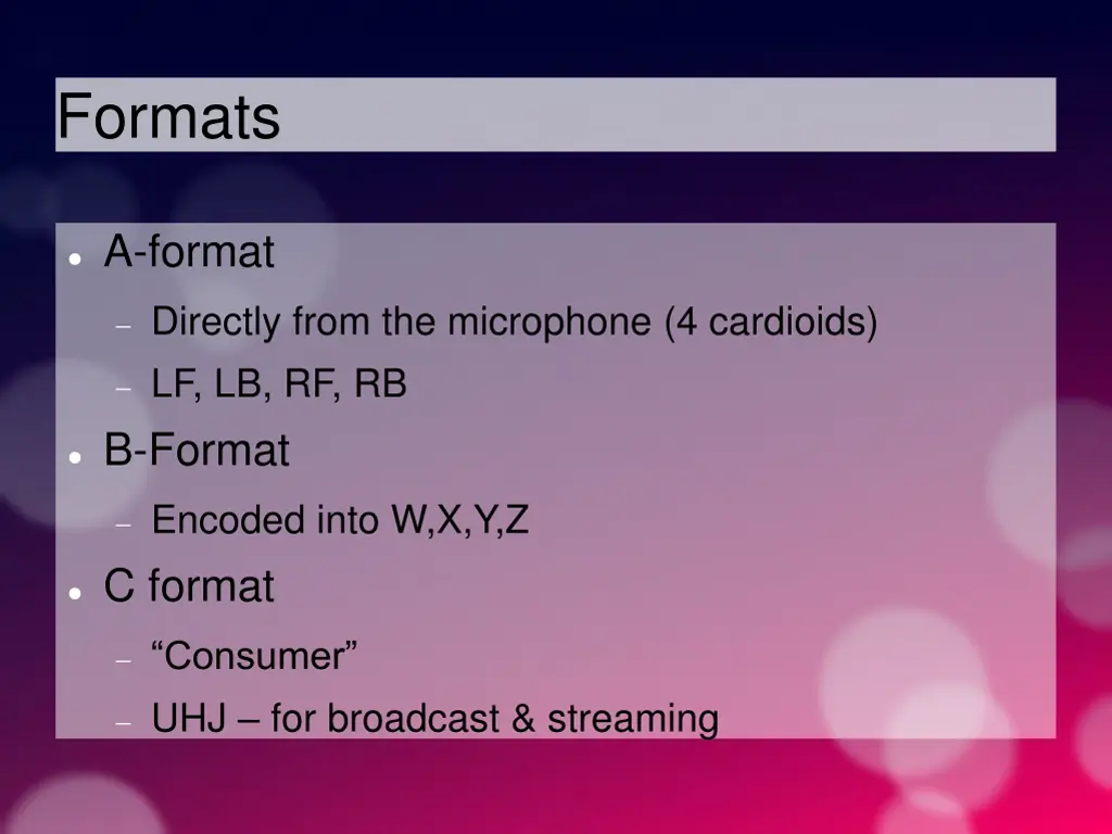formats