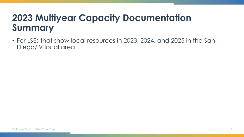 2023 multiyear capacity documentation summary