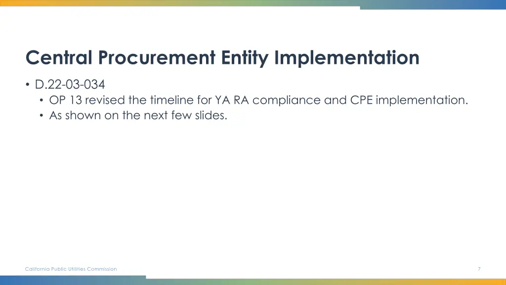 central procurement entity implementation 1