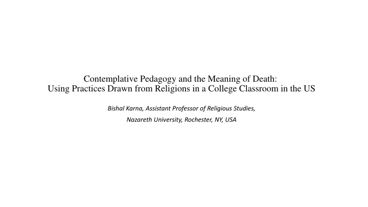 contemplative pedagogy and the meaning of death
