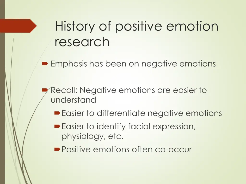 history of positive emotion research
