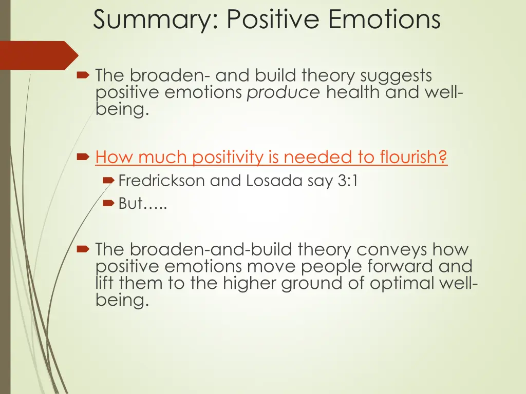 summary positive emotions