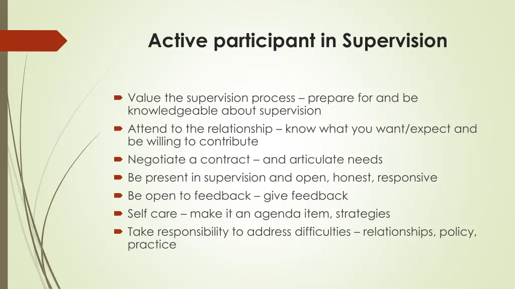 active participant in supervision