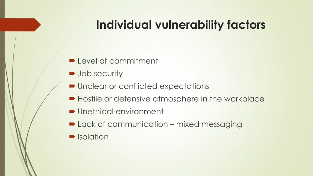 individual vulnerability factors