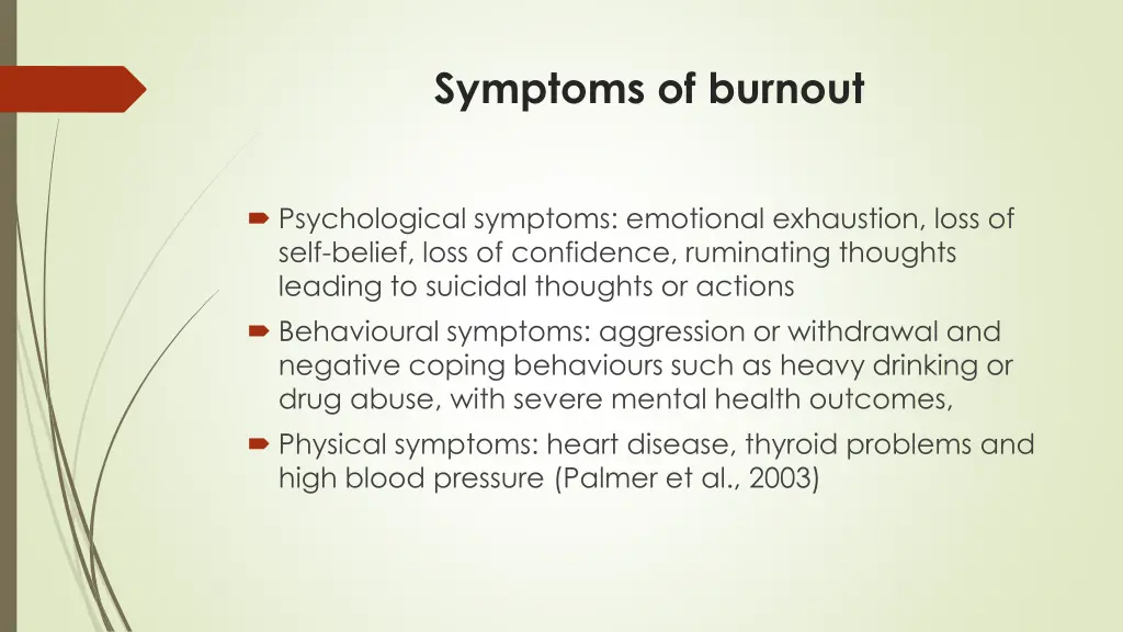 symptoms of burnout