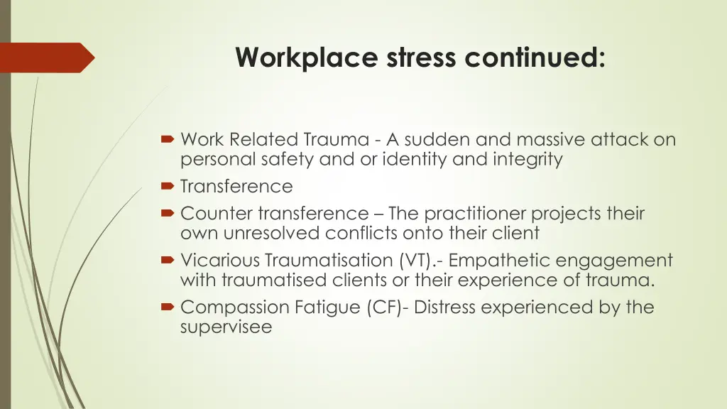 workplace stress continued