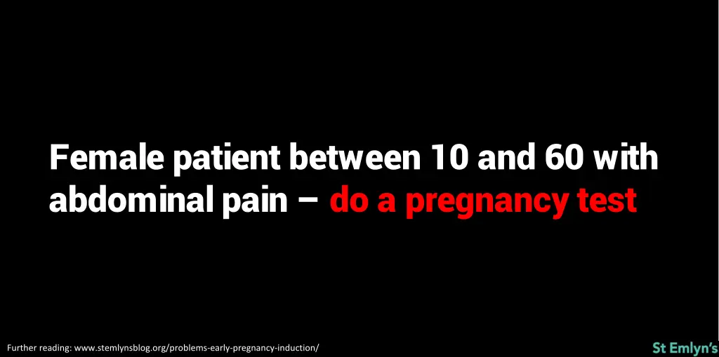 female patient between 10 and 60 with abdominal