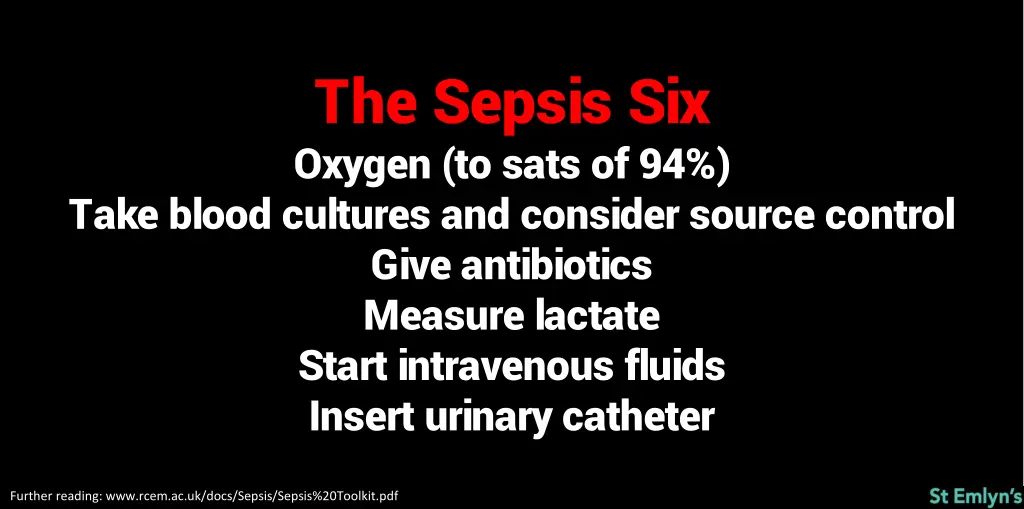 the sepsis six oxygen to sats of 94