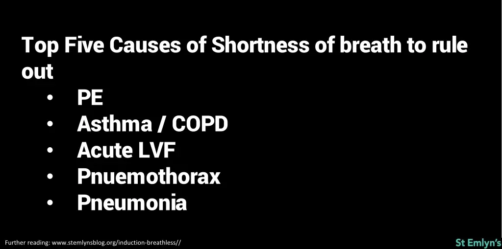 top five causes of shortness of breath to rule