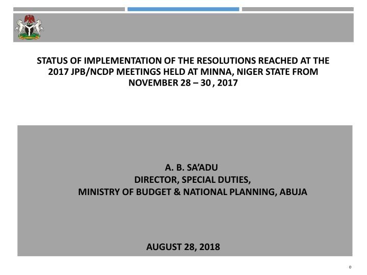 status of implementation of the resolutions