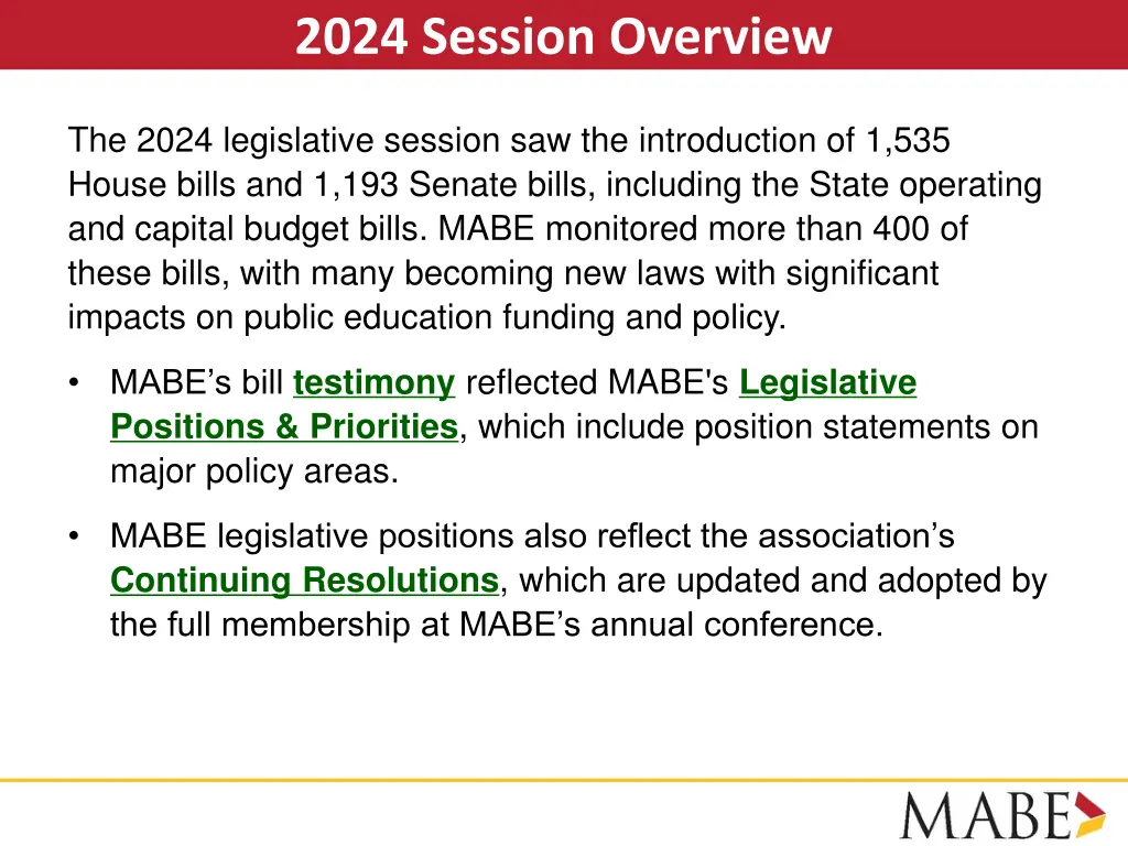 2024 session overview