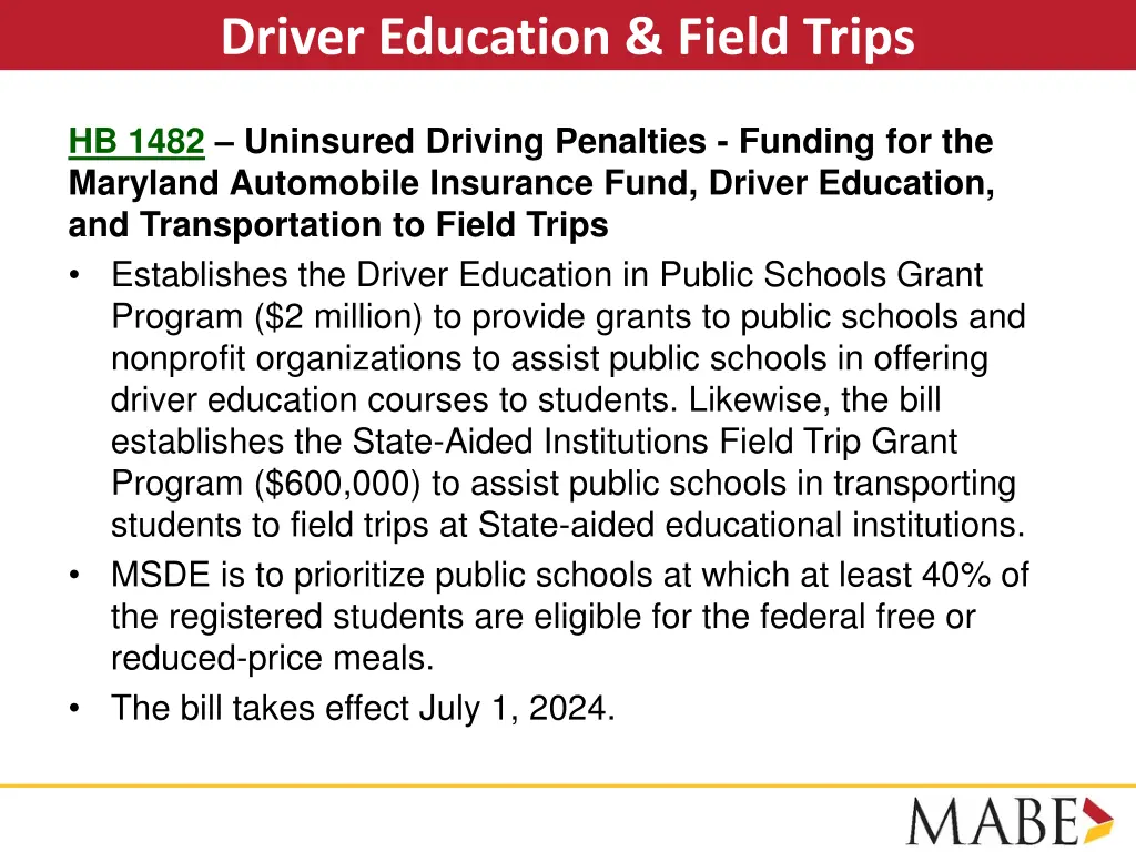 driver education field trips