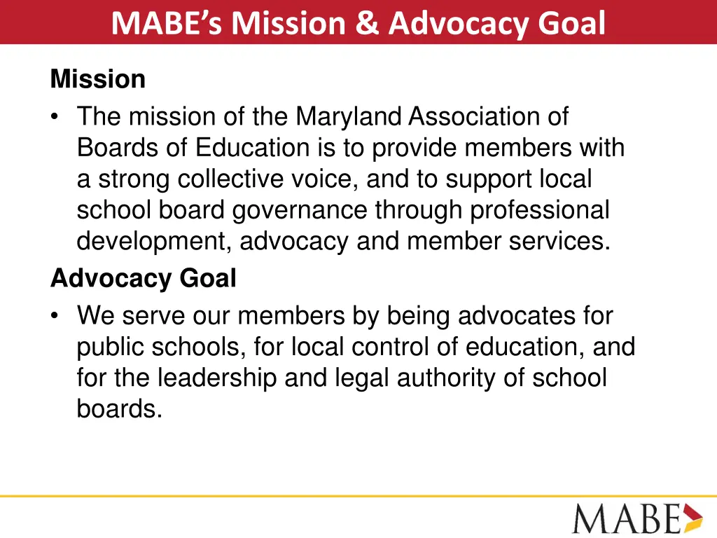 mabe s mission advocacy goal