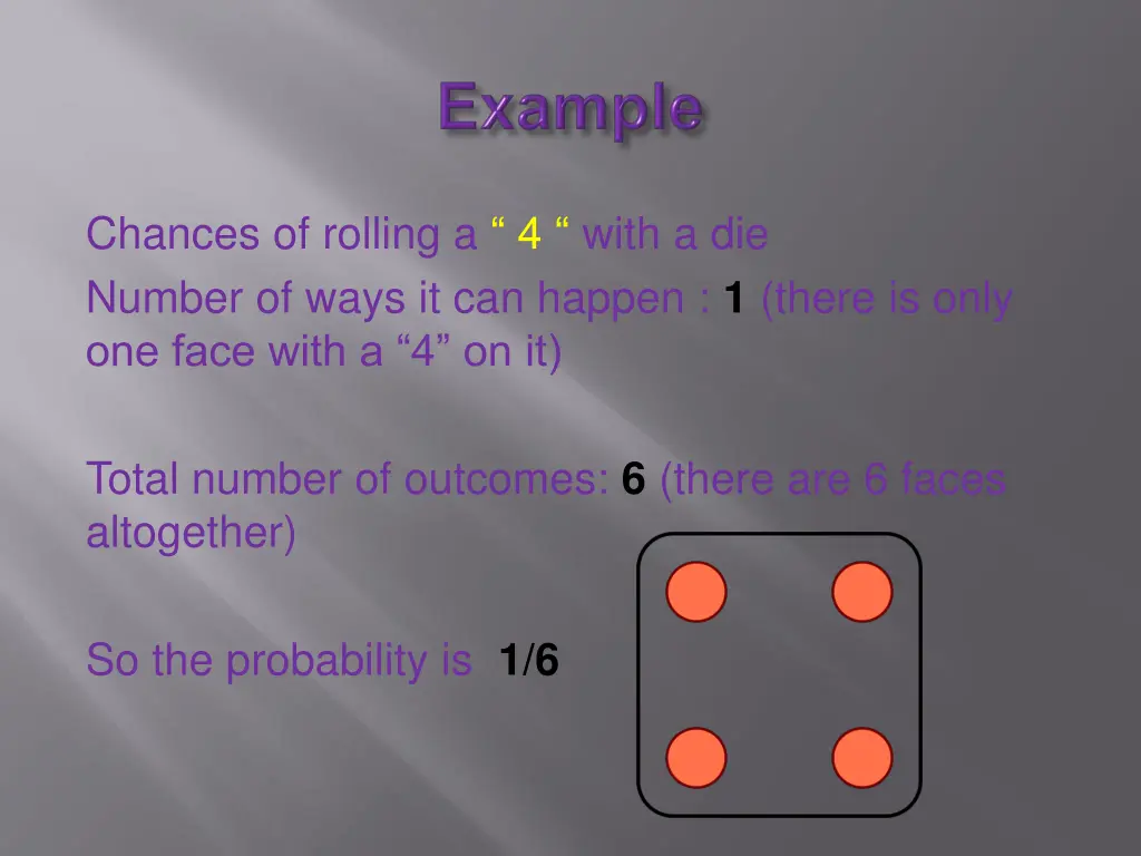 chances of rolling a 4 with a die number of ways