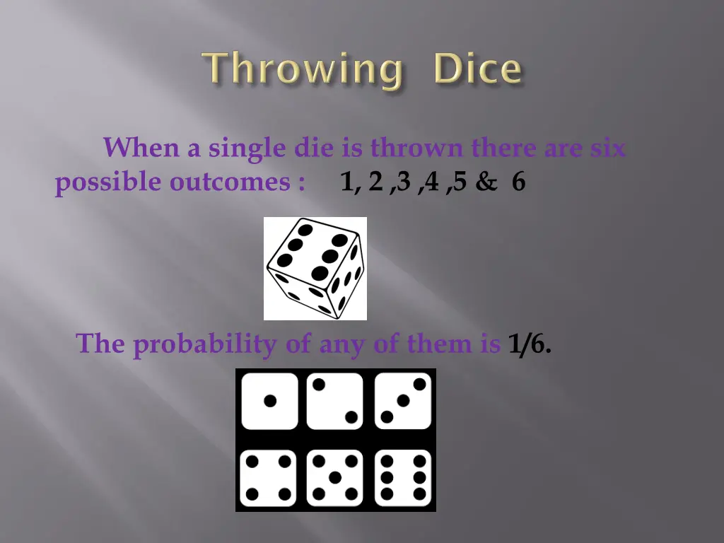 when a single die is thrown there