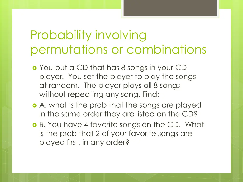 probability involving permutations or combinations