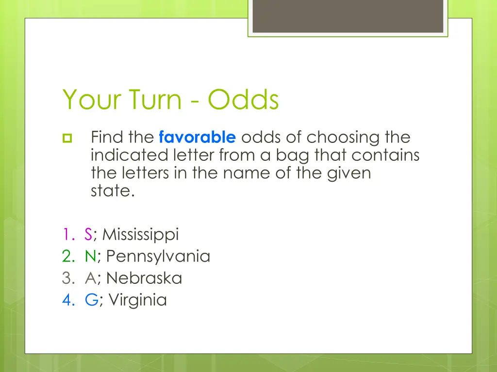 your turn odds