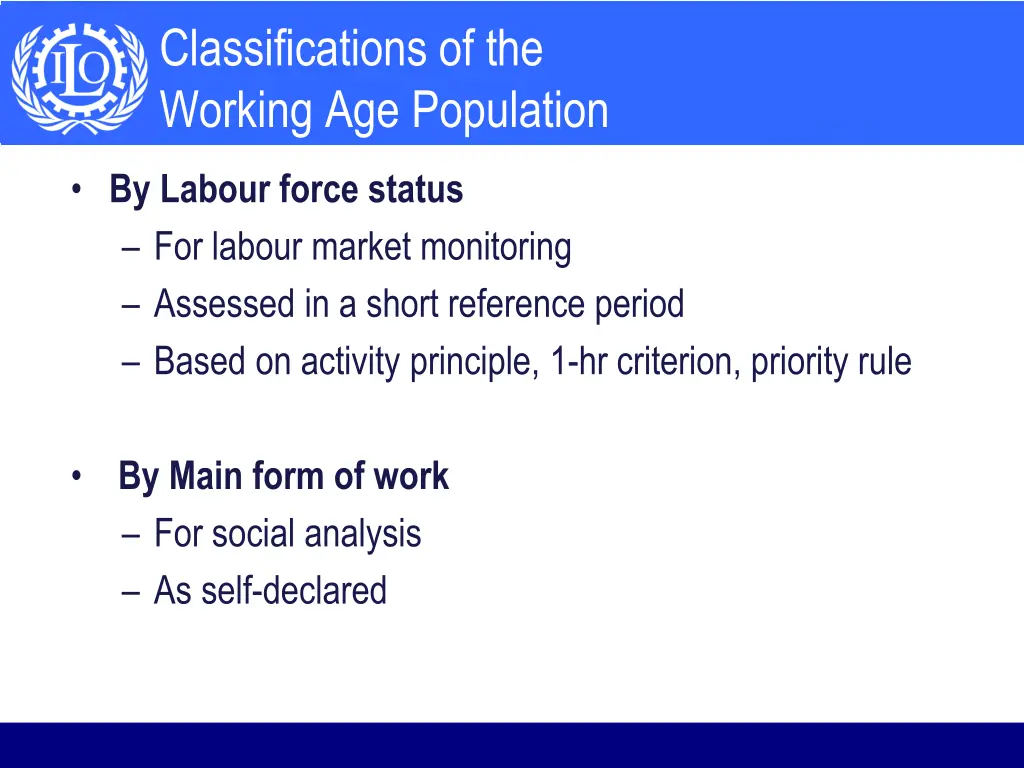 classifications of the working age population