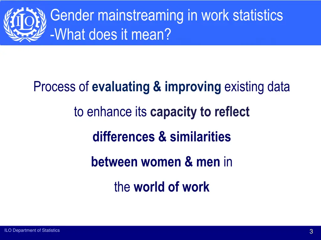 gender mainstreaming in work statistics what does