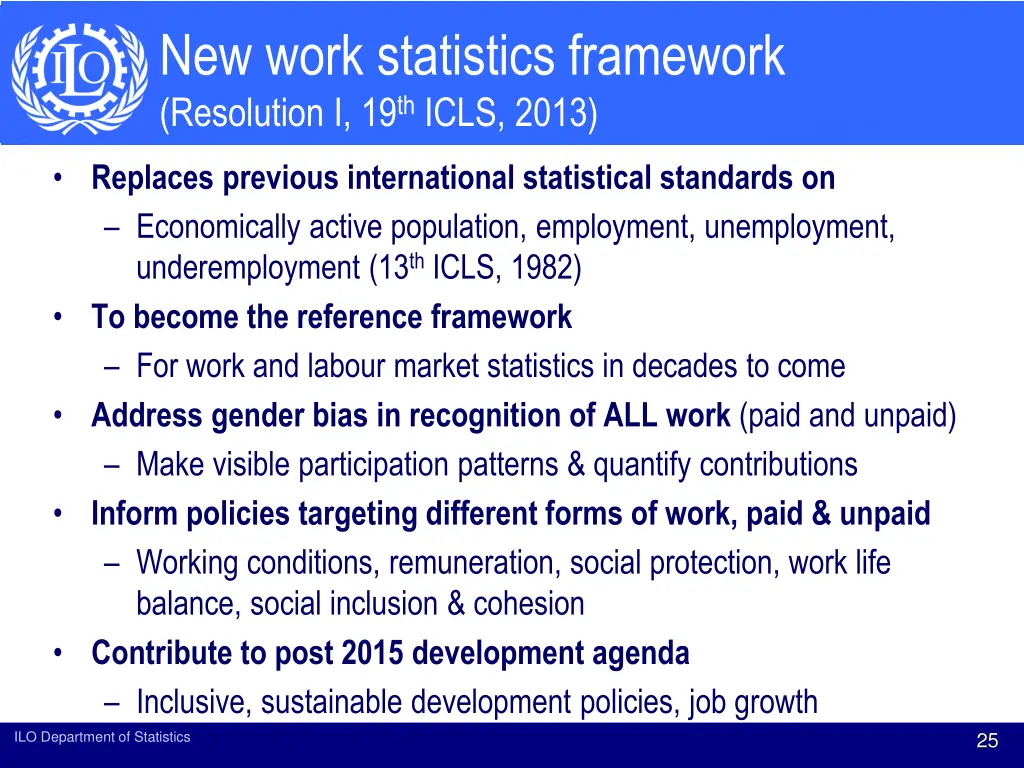 new work statistics framework resolution