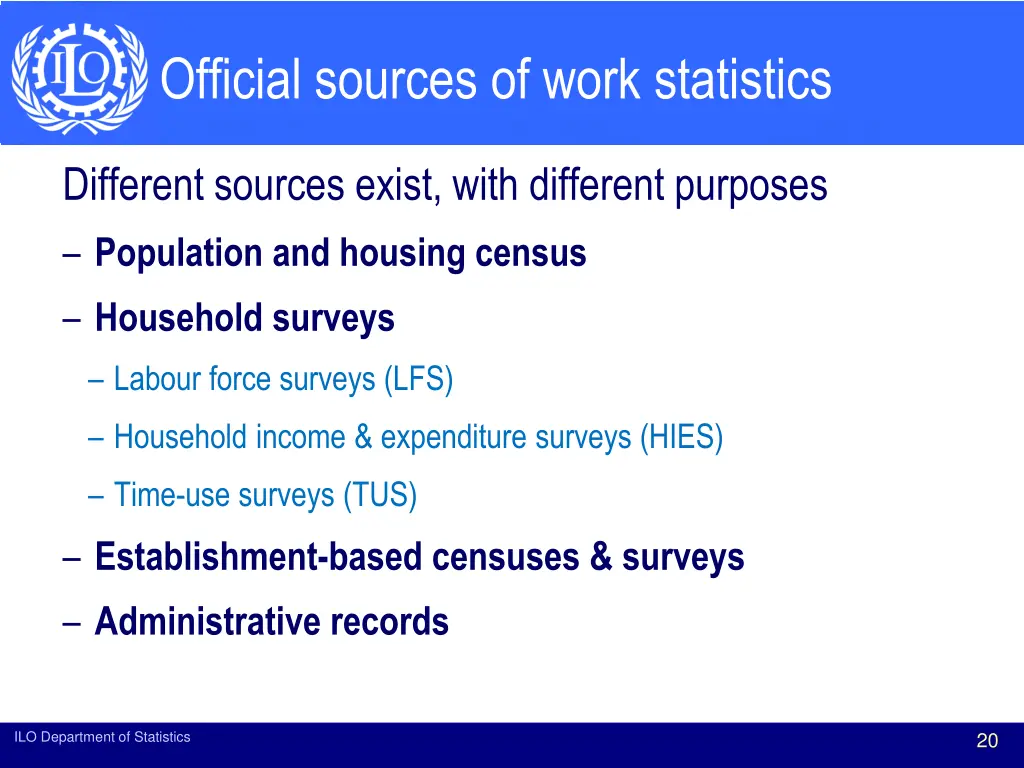 official sources of work statistics