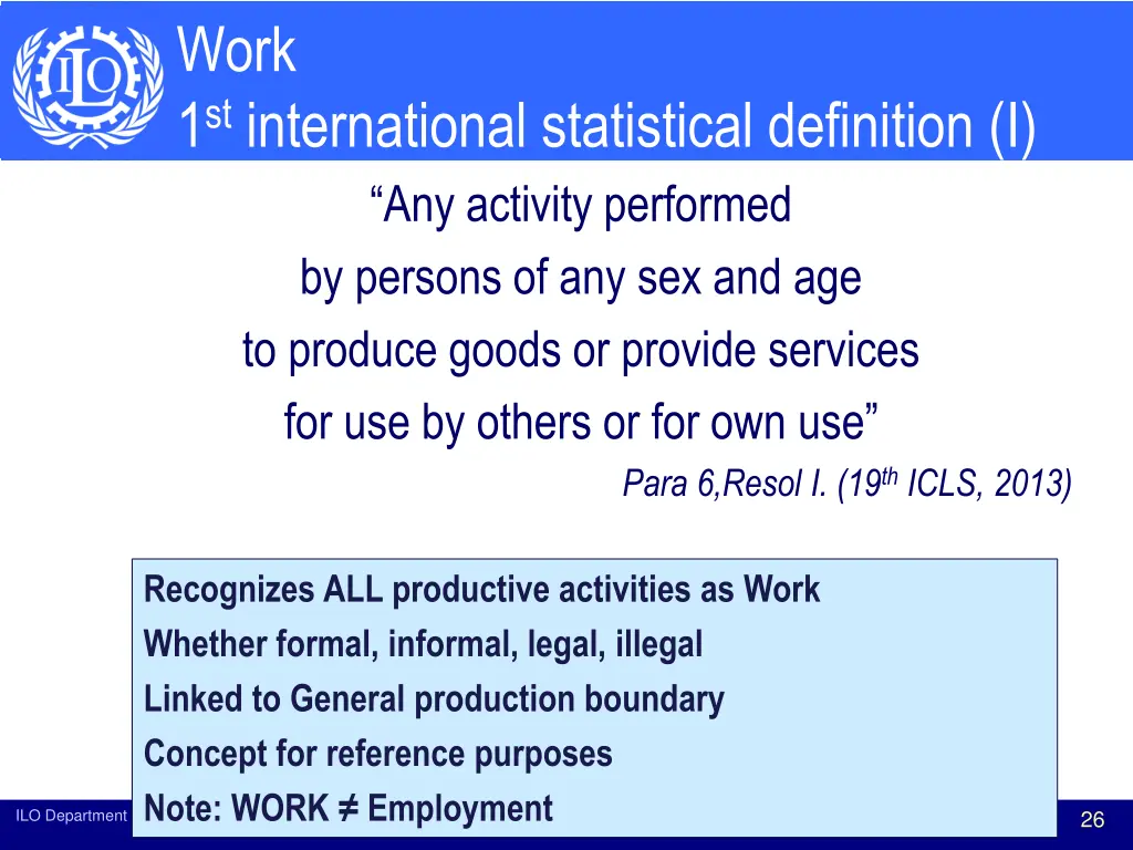 work 1 st international statistical definition