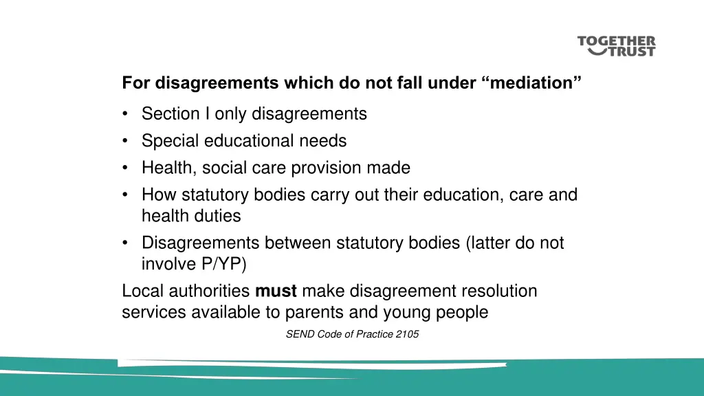 for disagreements which do not fall under