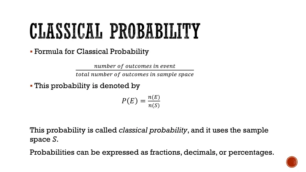 classical probability formula for classical