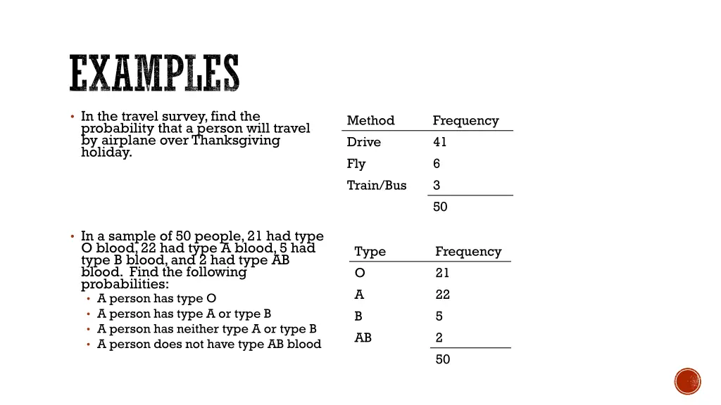 examples in the travel survey find