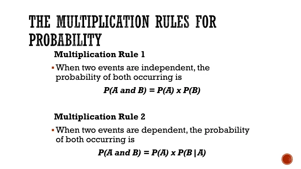 the multiplication rules for probability 2