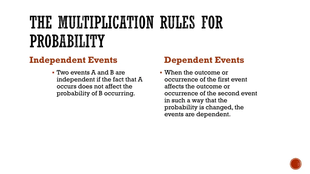 the multiplication rules for probability