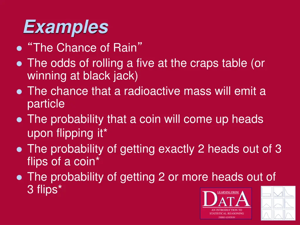 examples the chance of rain the odds of rolling