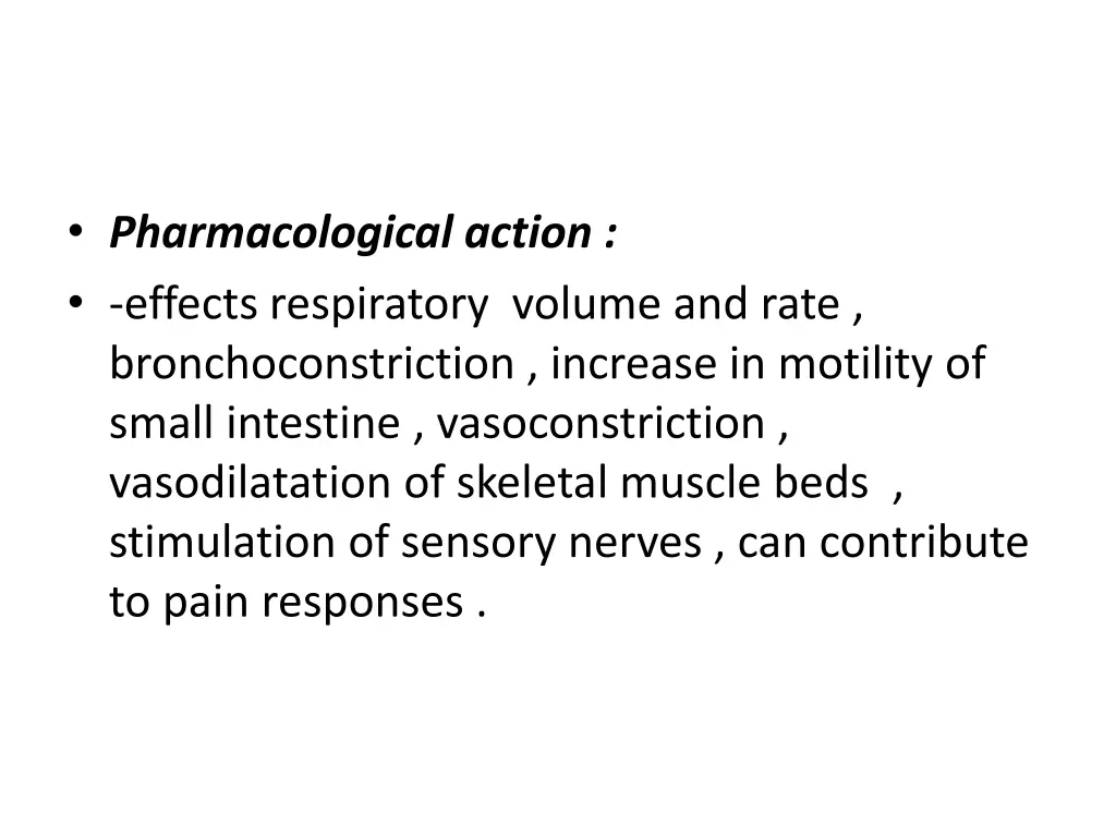 pharmacological action effects respiratory volume