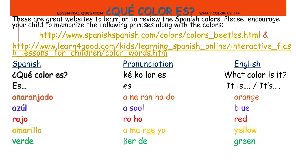 essential question qu color es these are great