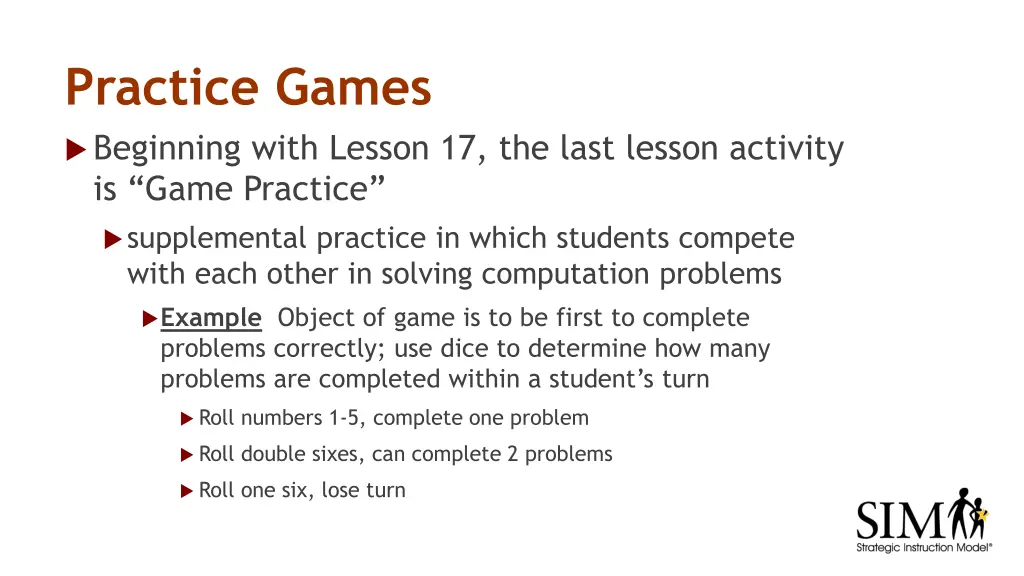 practice games beginning with lesson 17 the last
