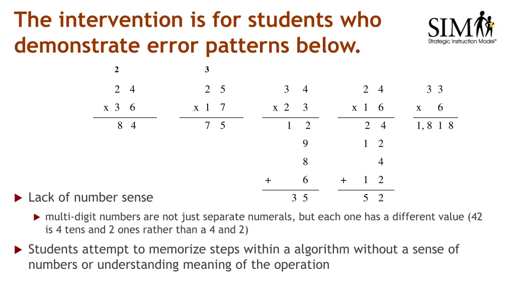 the intervention is for students who demonstrate