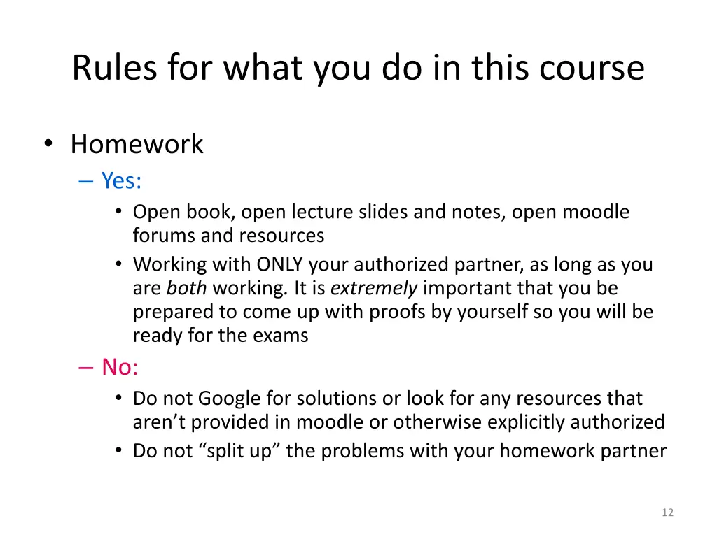 rules for what you do in this course 2