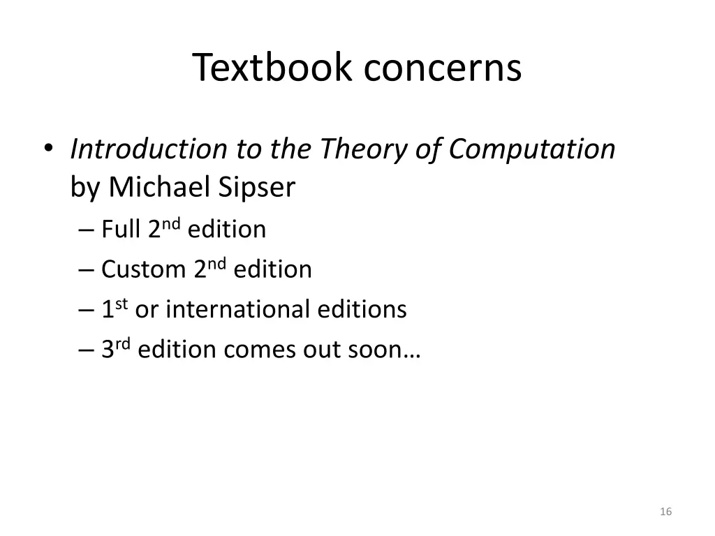 textbook concerns