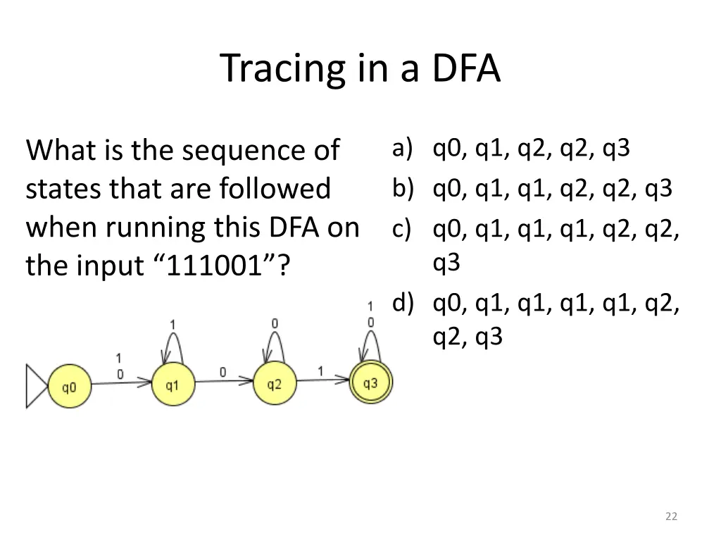 tracing in a dfa