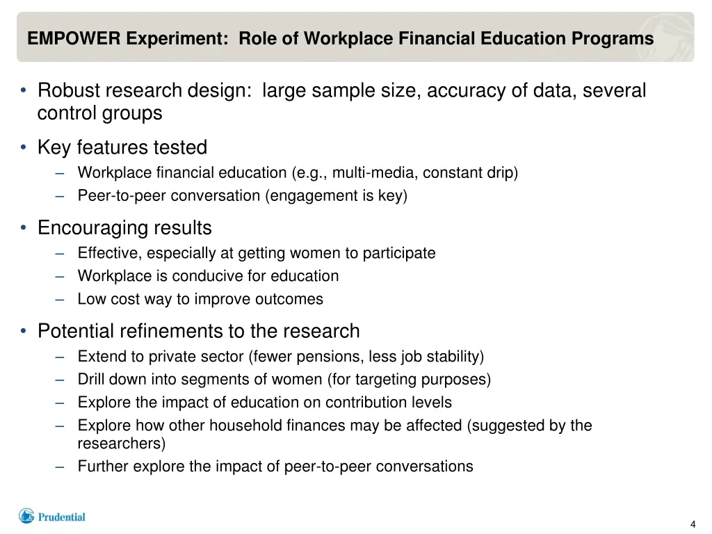 empower experiment role of workplace financial