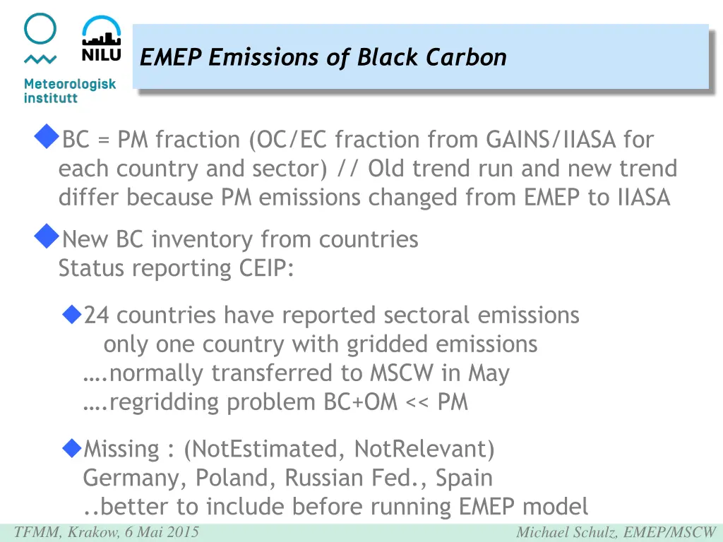 emep emissions of black carbon