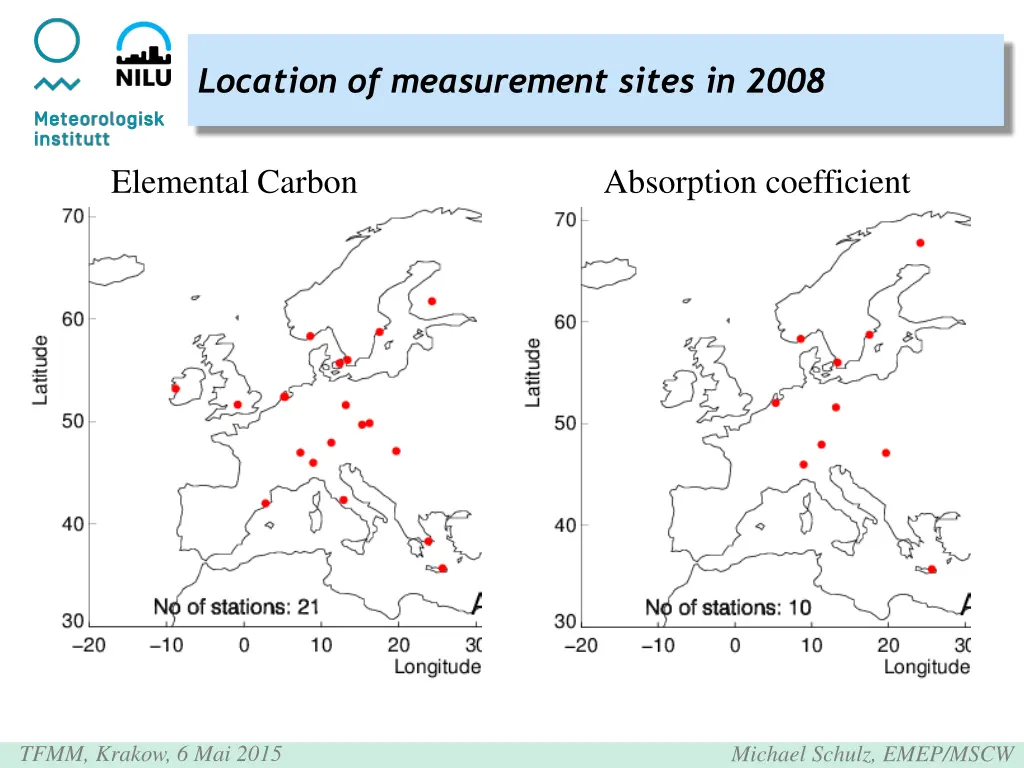 location of measurement sites in 2008