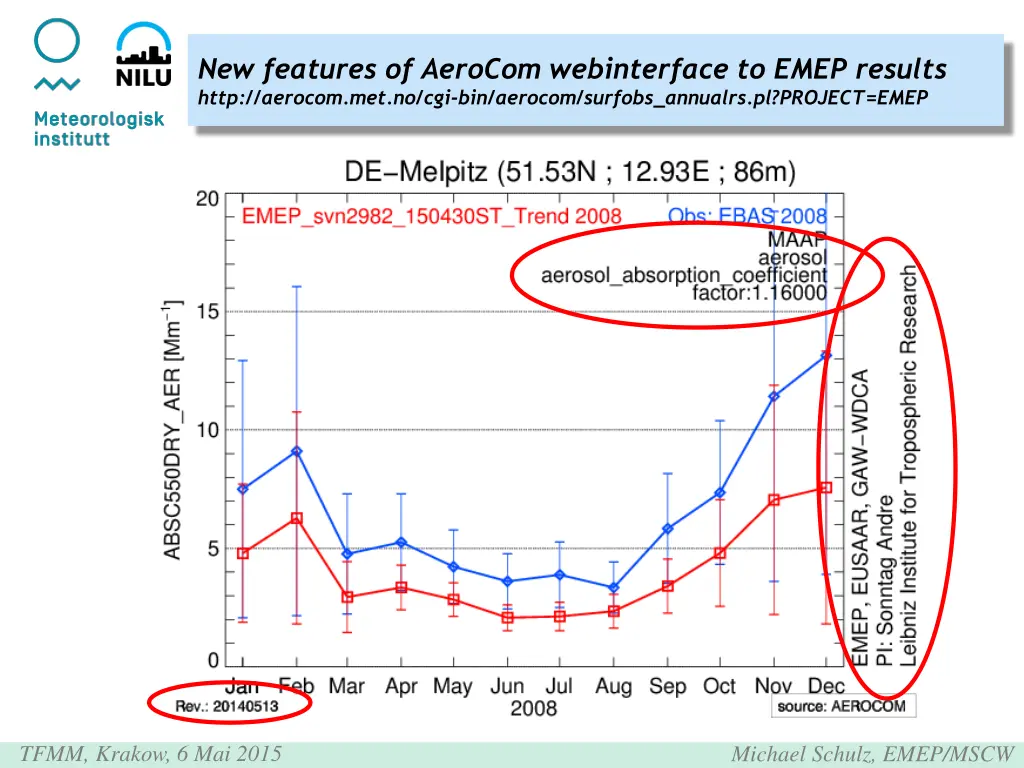 new features of aerocom webinterface to emep 1