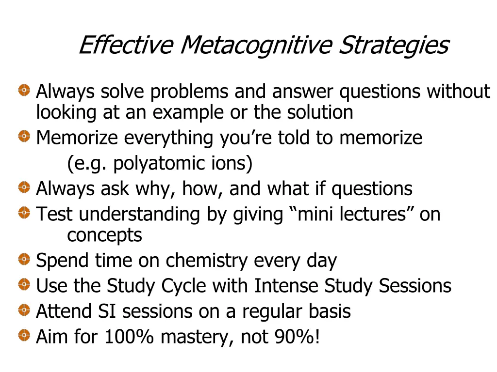 effective metacognitive strategies